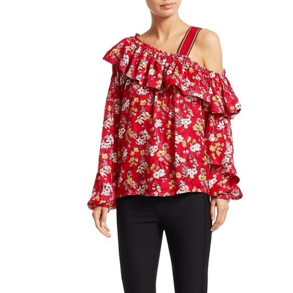 Derek Lam
One Shoulder Silk Blend Jacquard Blouse